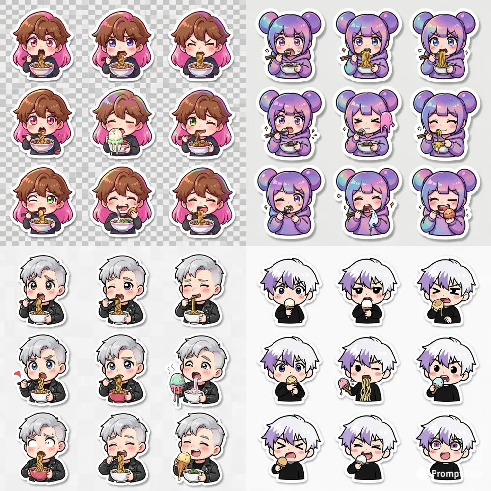 Kpop Character Eating Sticker Sheets