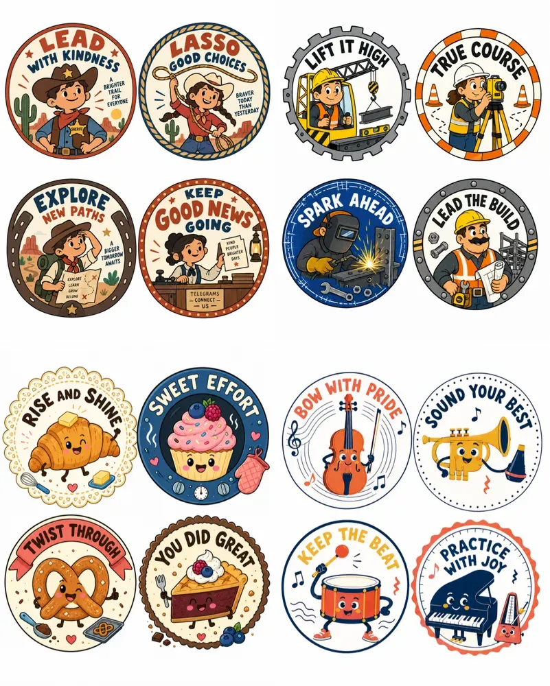 Character Encouragement Badge Cliparts