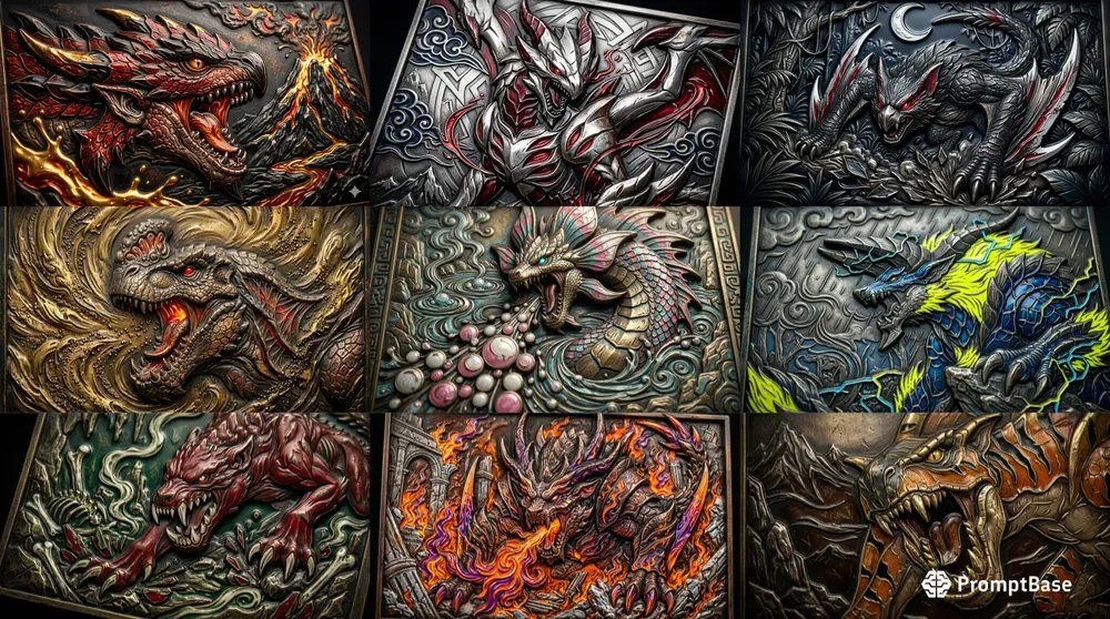 Mh Embossed Metal Enamel Monsters