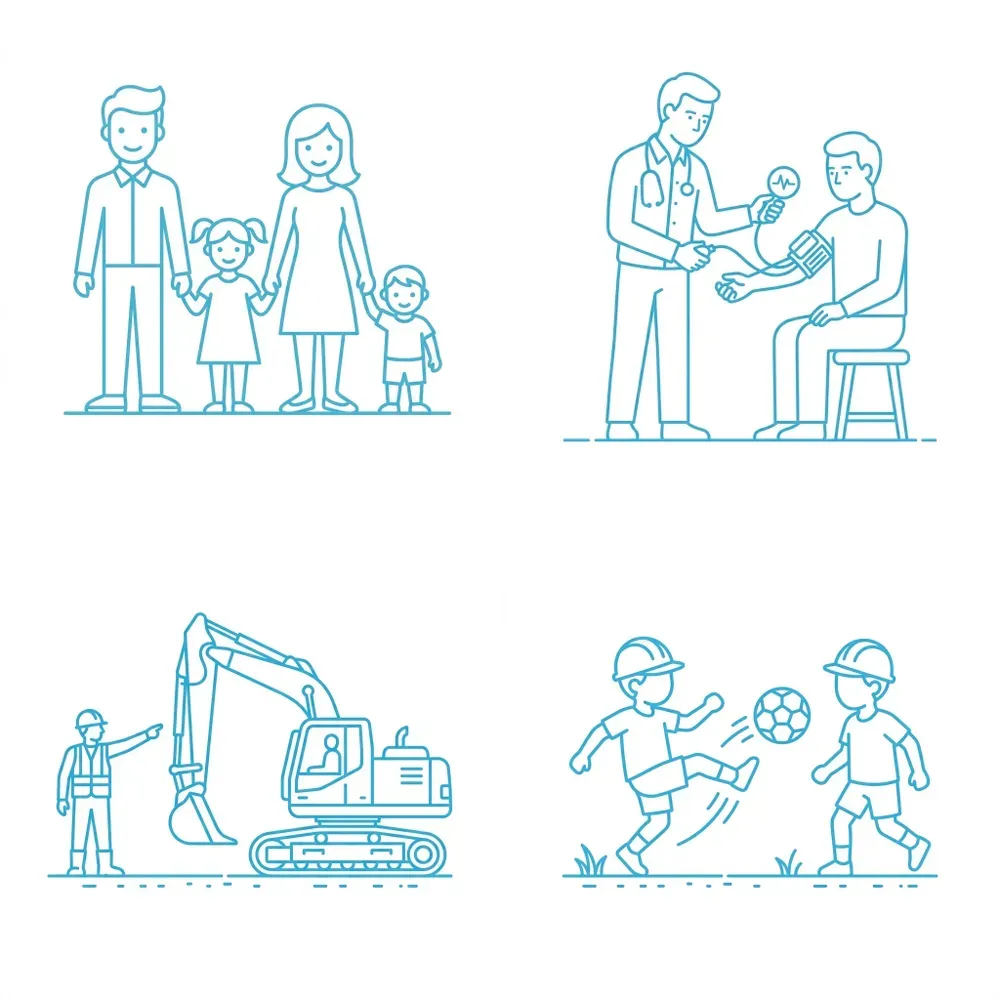 Minimalist Cyan Line Art Pictograms