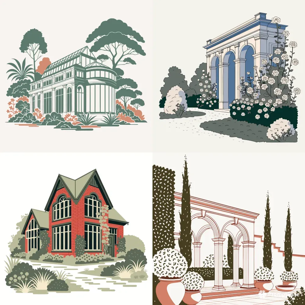Elegant Architectural Garden Vectors