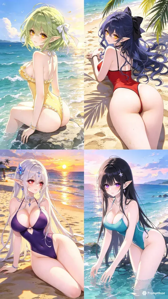 Anime Elf Beach Girls