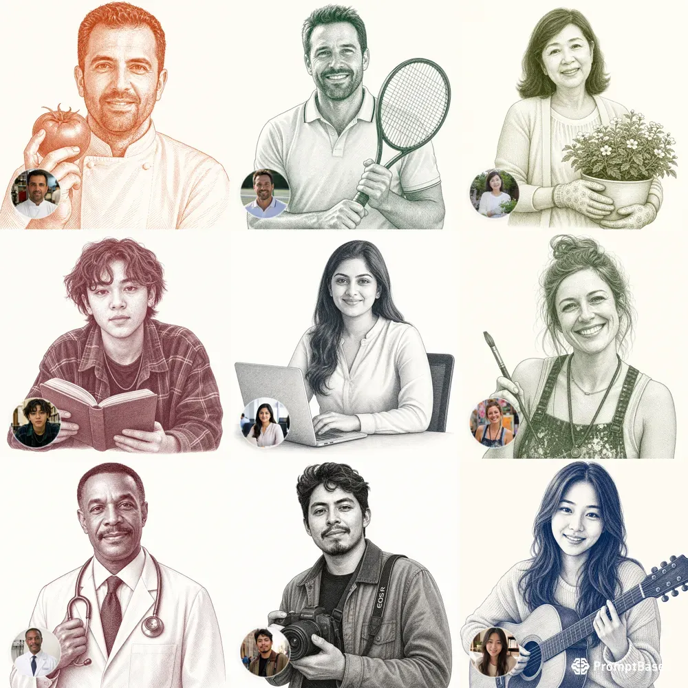Vintage Engraving Style Portrait Makers