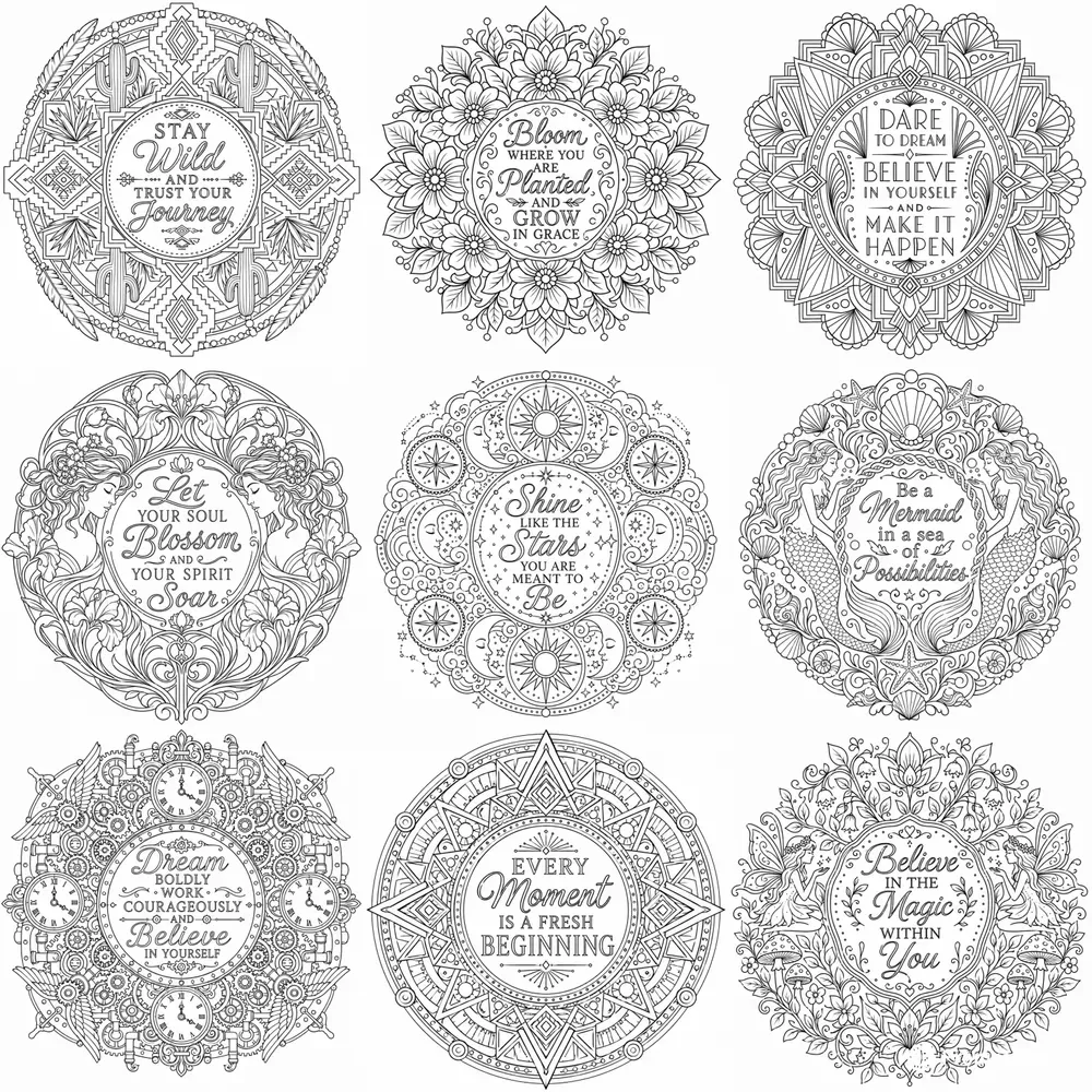 Mandala Quote Coloring Page Generator