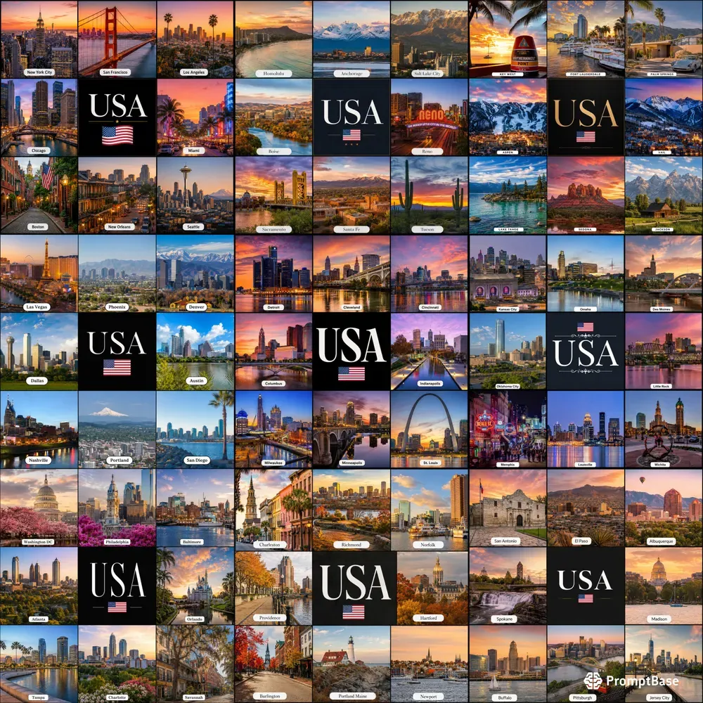 Usa Cities Travel Collages
