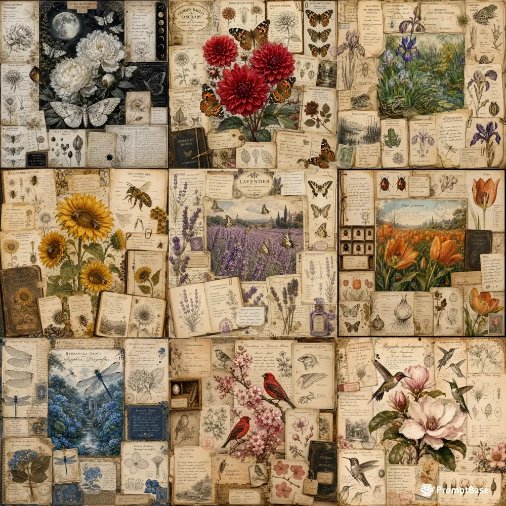 Vintage Poppy Butterfly Art Sets