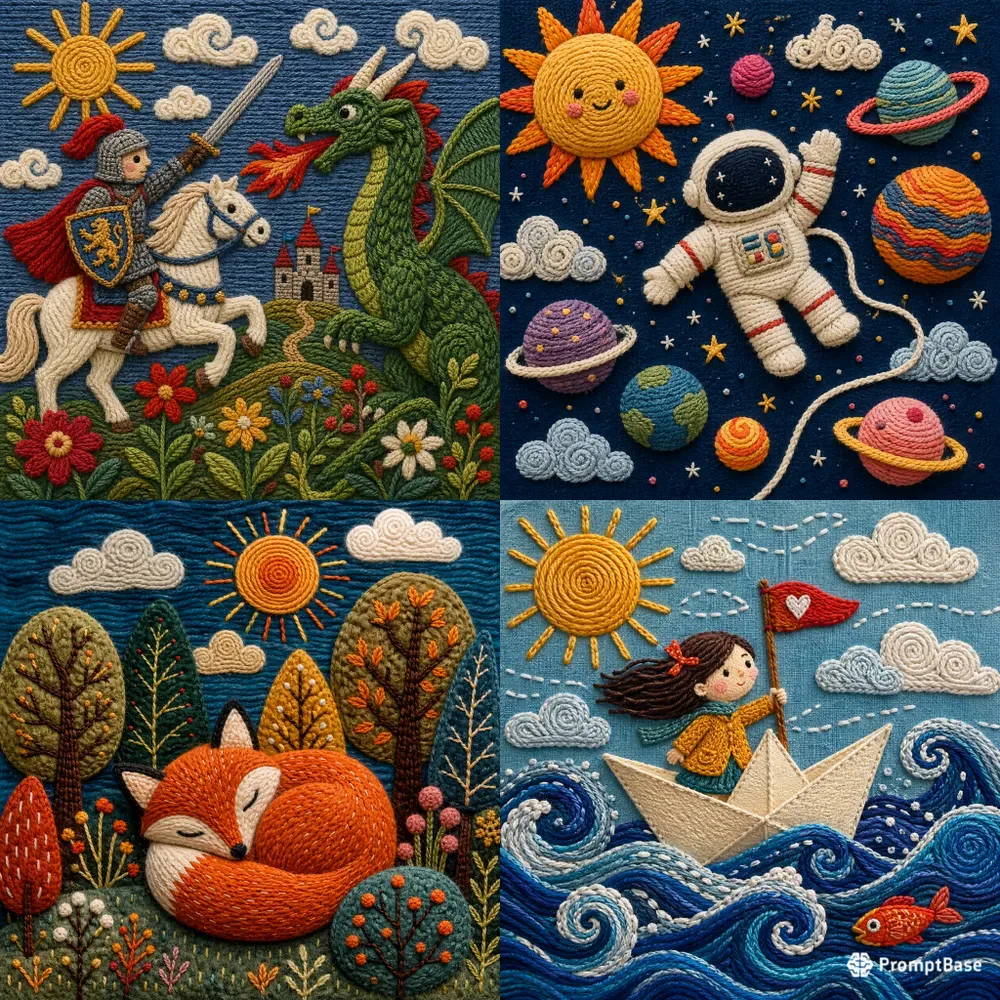 3D Fiber Art Folk Embroideries
