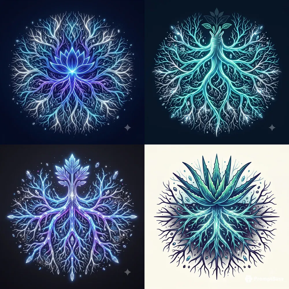 Neon Plant Root System Emblems