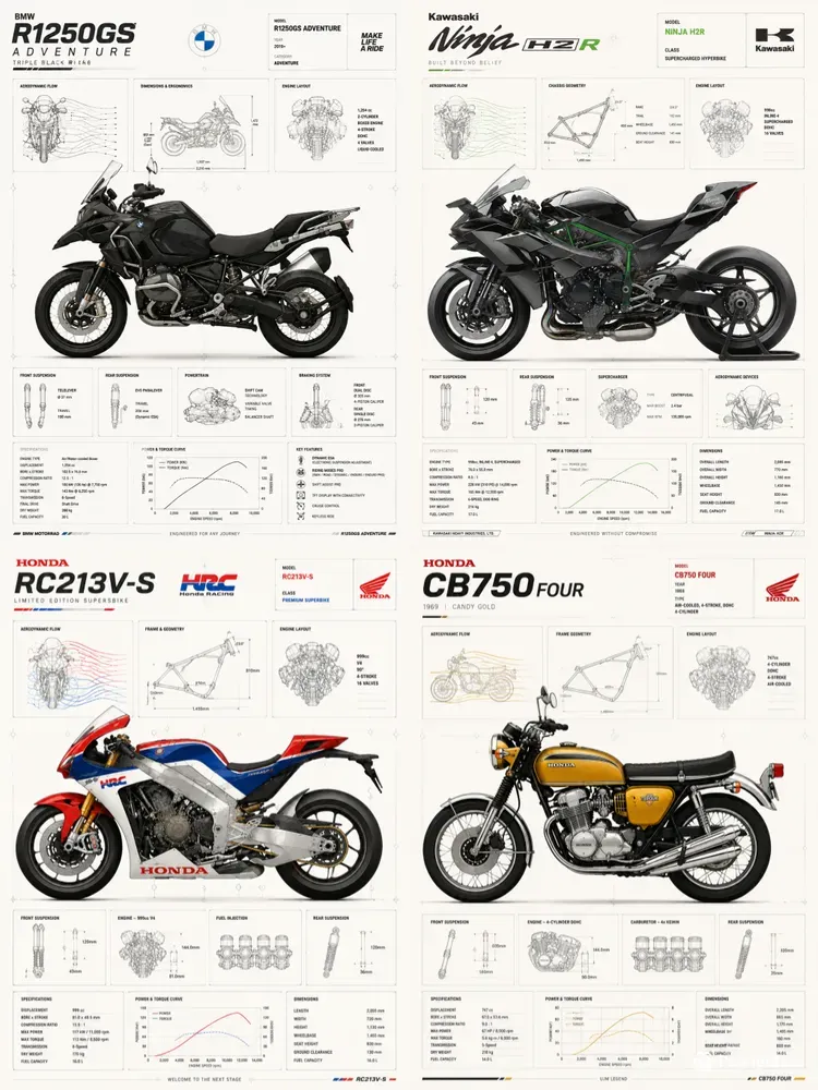 Premium Motorcycle Infographic Posters