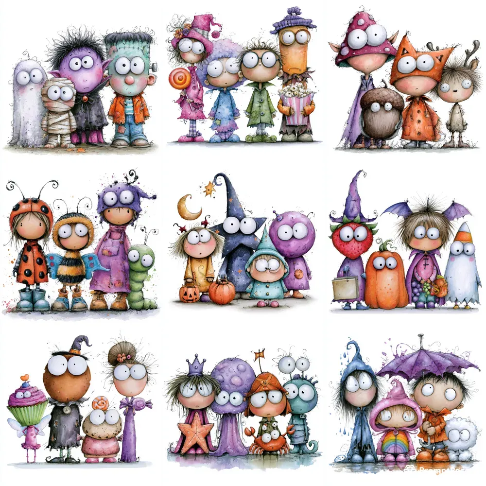 Cute Pastel Halloween Watercolor Clipart