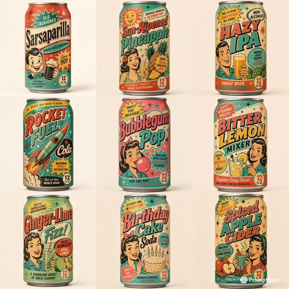 1950s Vintage Lithograph Beverage Mockups