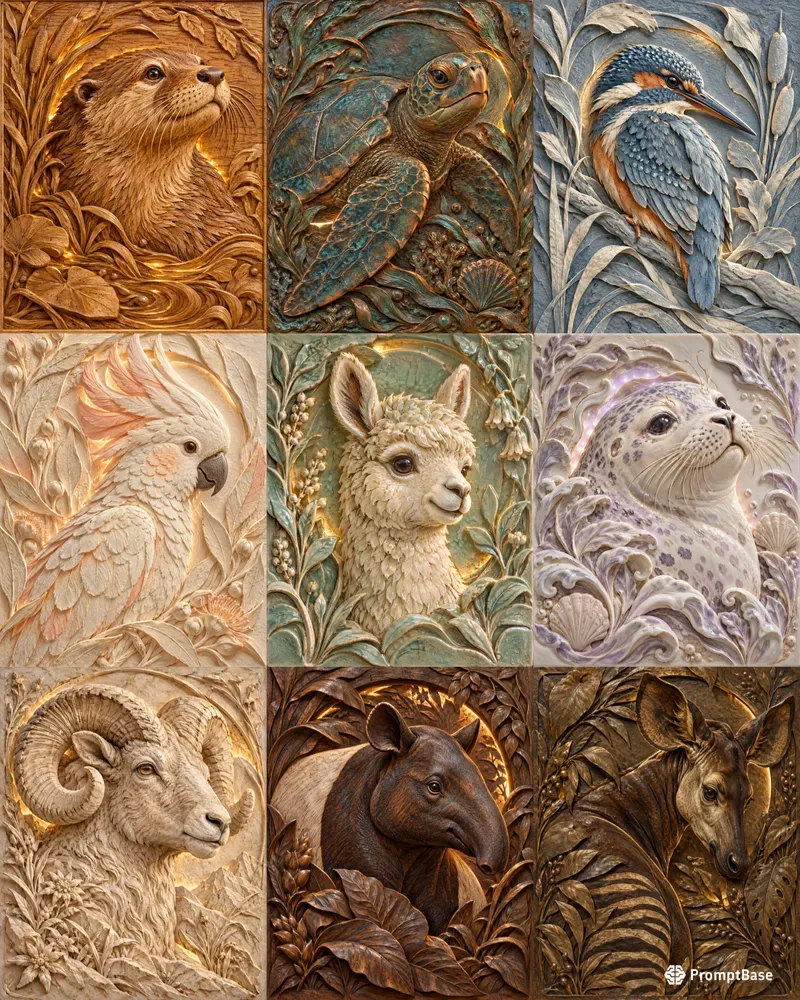 Sculpted Animal Basrelief Portraits