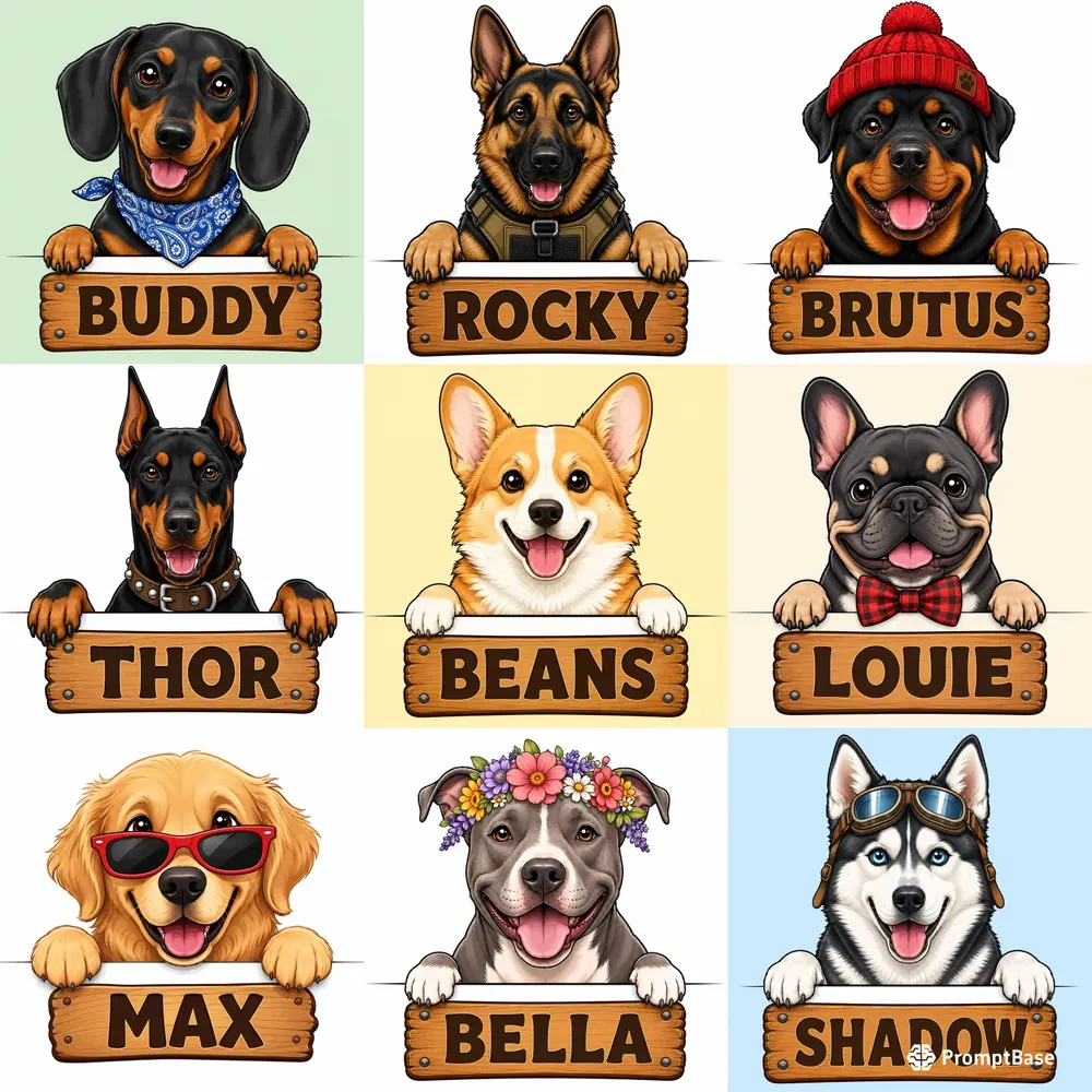 Peeking Dog Breed Vector Cliparts