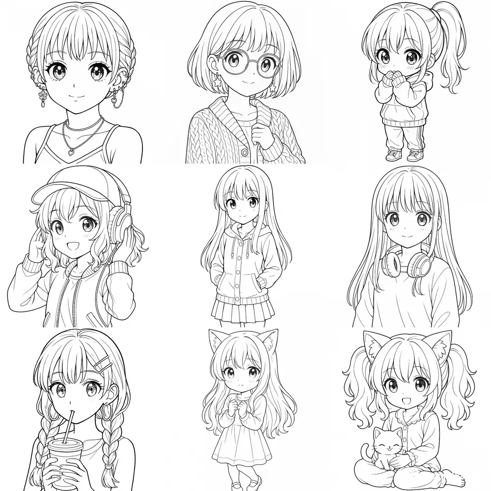 Cute Anime Girl Coloring Pages
