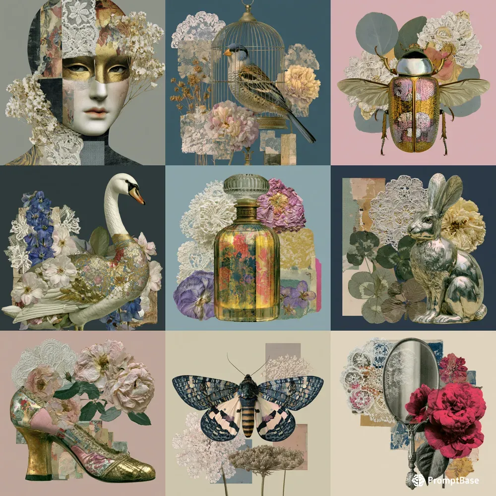 Lace Curio Collage Prints