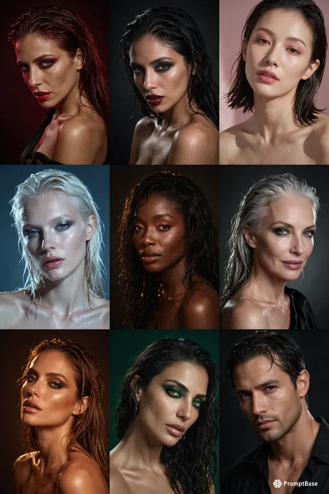 Wet Look Beauty Editorials