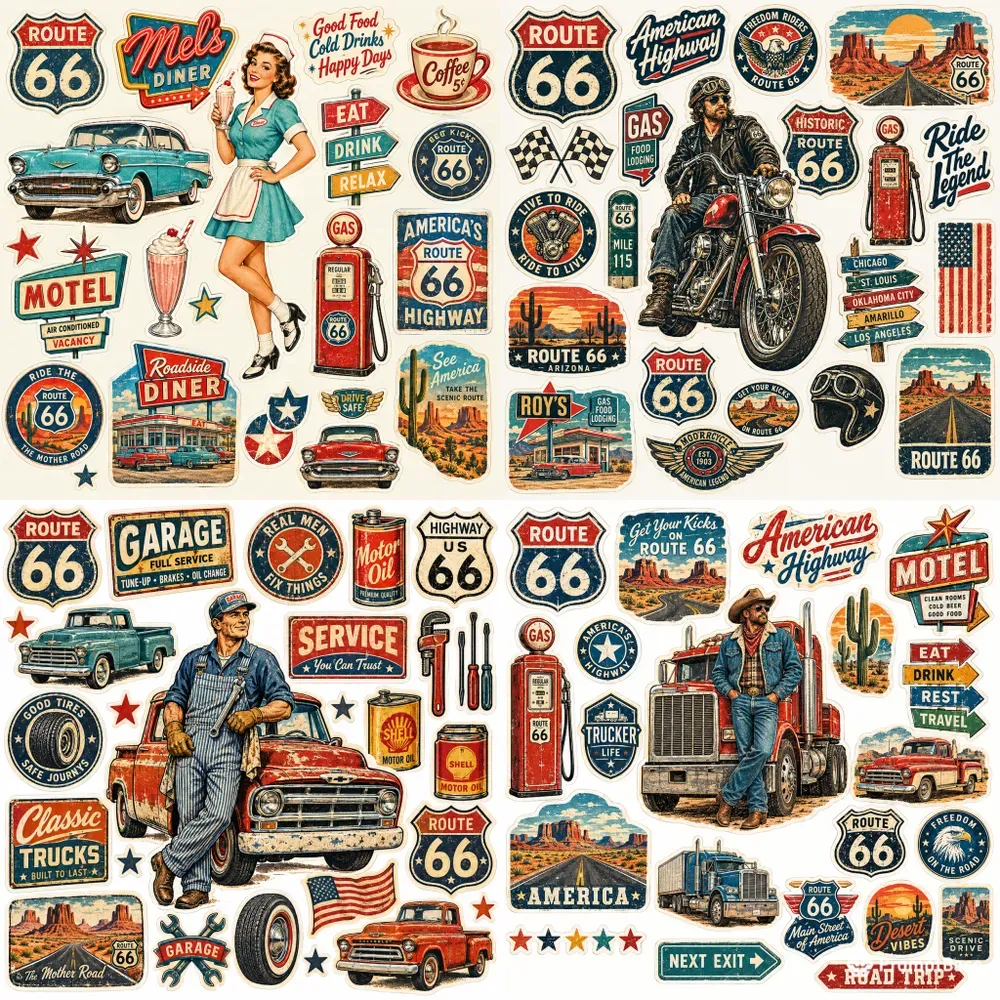 Vintage Route 66 Sticker Collections