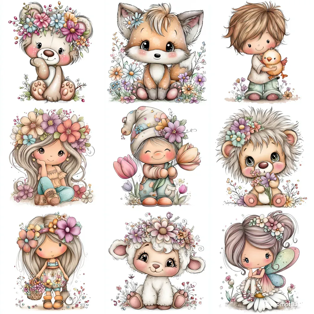 Spring Characters Vector Cliparts Etsy