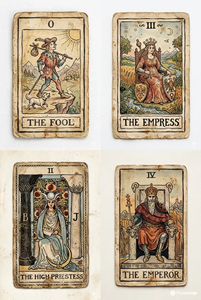 Antique Handdrawn Gypsy Tarot Cards