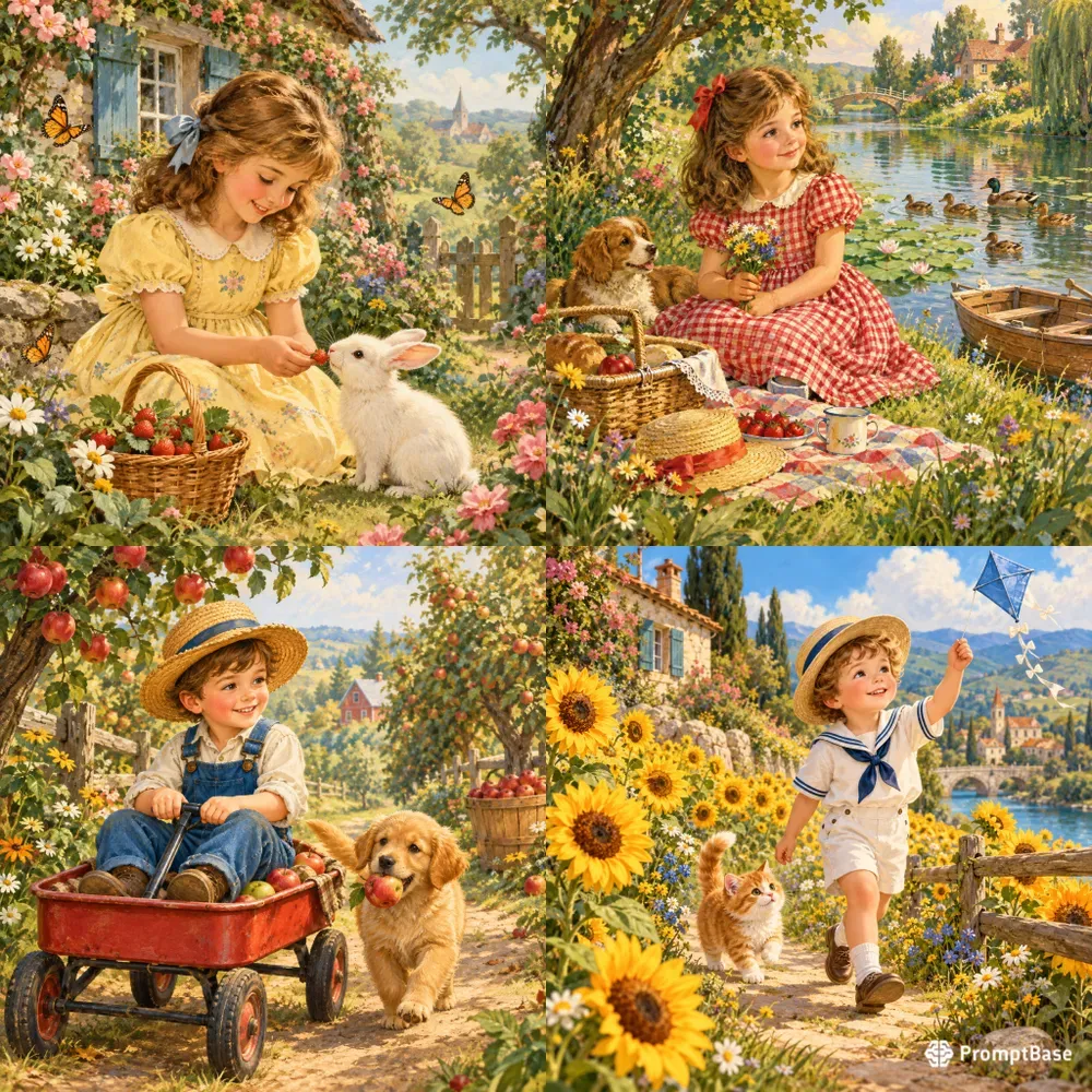 Vintage Garden Storybook Scenes