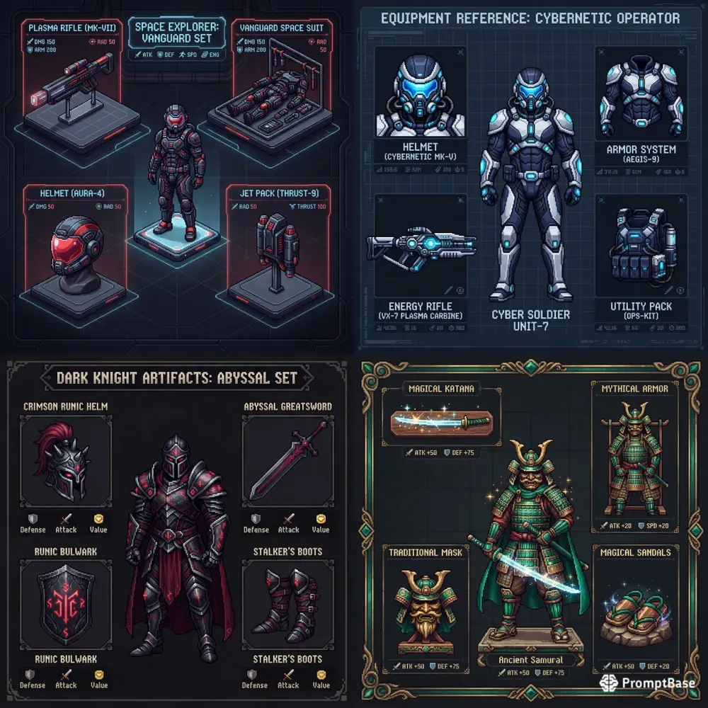 Pixel Art Equipment Loadout Sheets