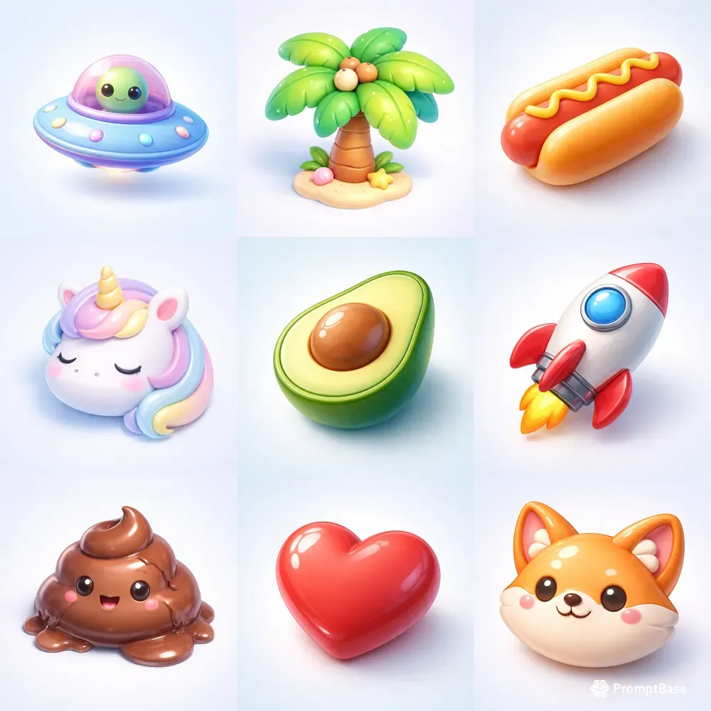 Cute Glossy 3D Emoji Icons