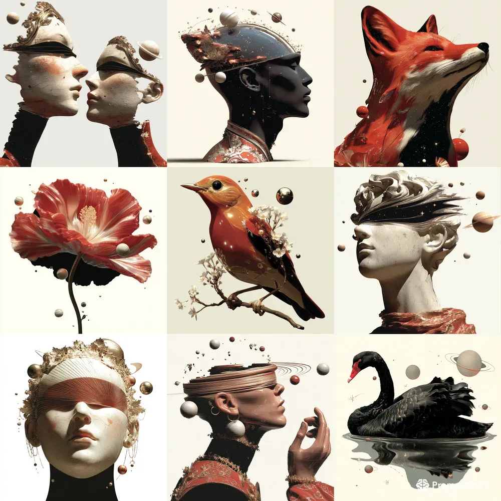 Surreal Marble Portrait Art