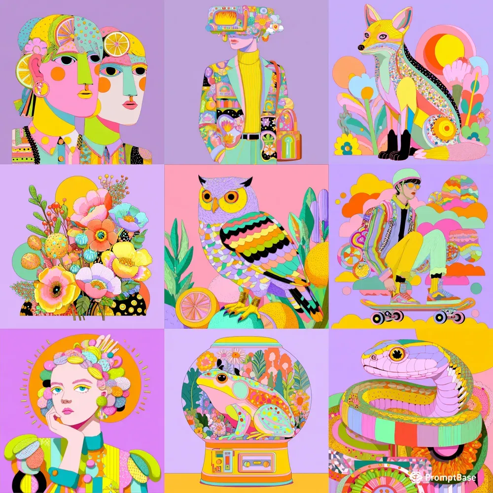 Colorful Psychedelic Illustration Packs