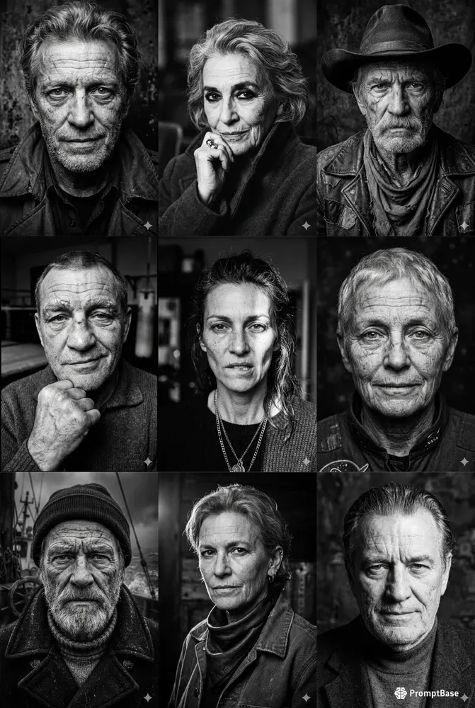 Grizzled Character Portrait Generator Bw
