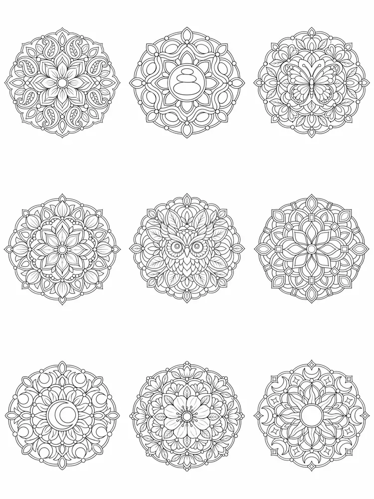 Mandala Coloring Book Calm Motifs