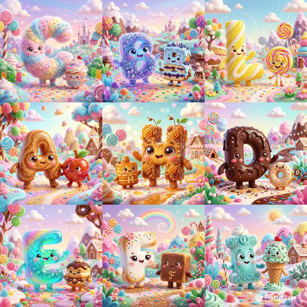 Cute Candy Letters 3D