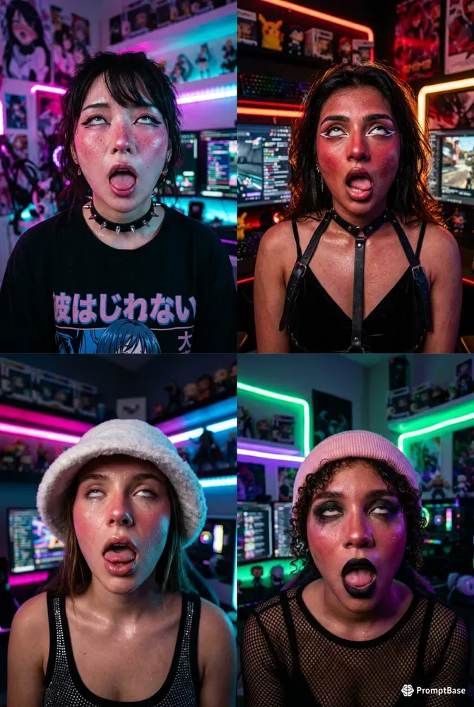 Neon Expressive Egirl Portraits