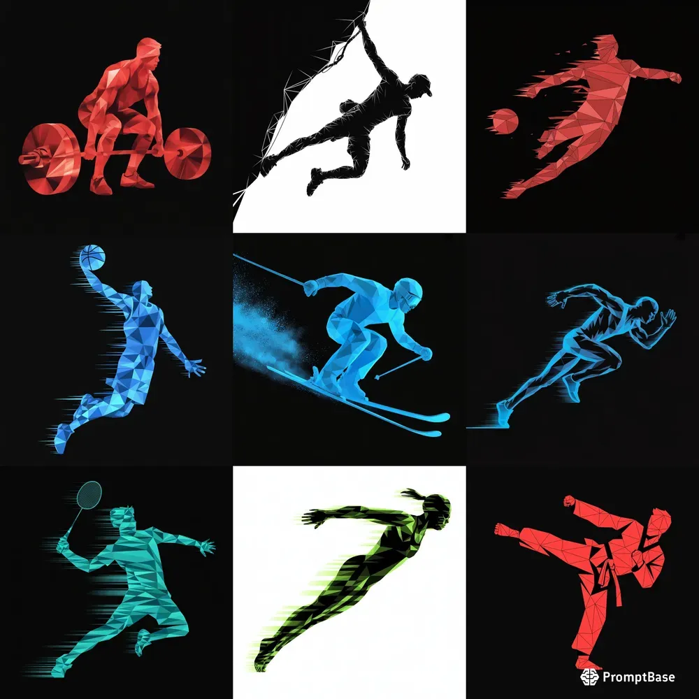 Geometric Action Sports Silhouettes