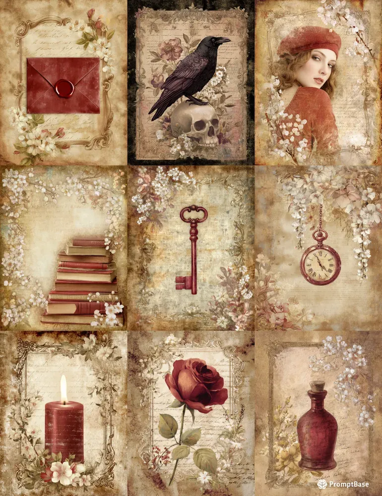 Old Floral Junk Journal Pages