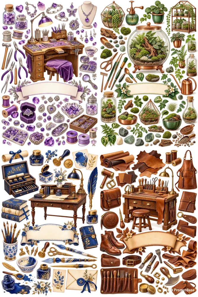 Cozy Hobby Clipart Sticker Sheet Sets