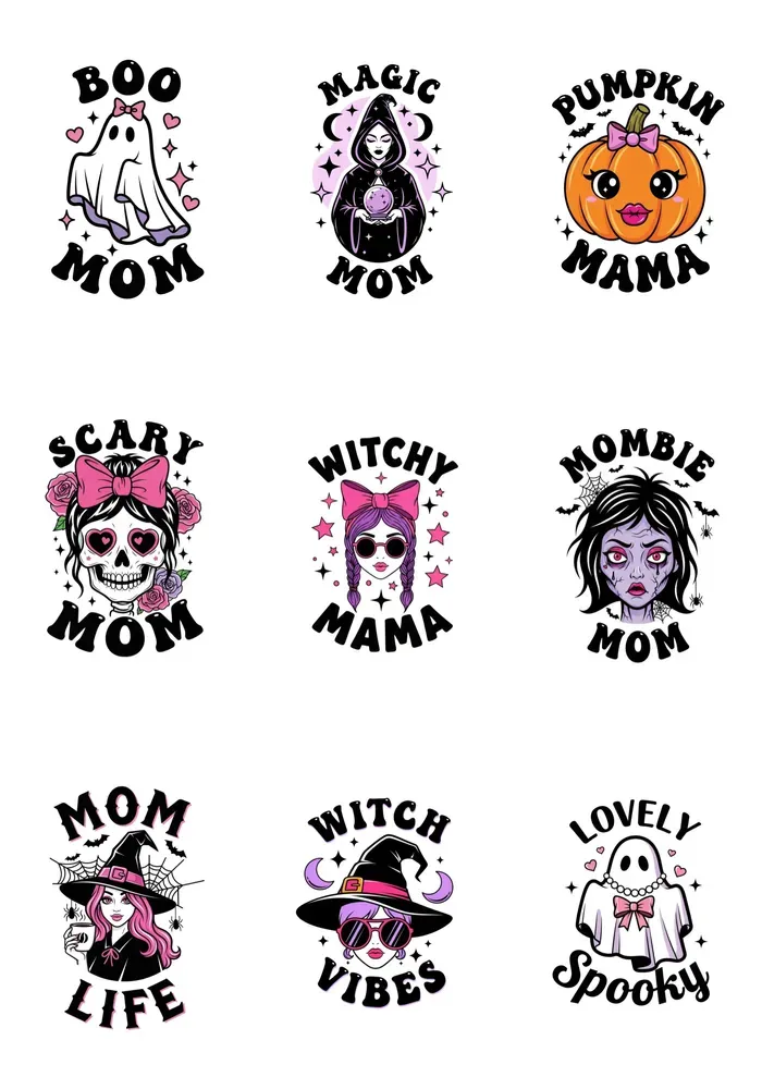 Spooky Mom Tshirt Logo Designs Clipart