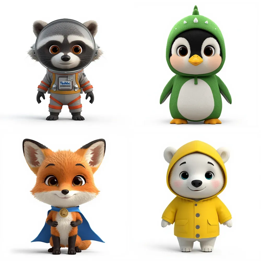 Cute 3D Animal Stickers Customizable Ps