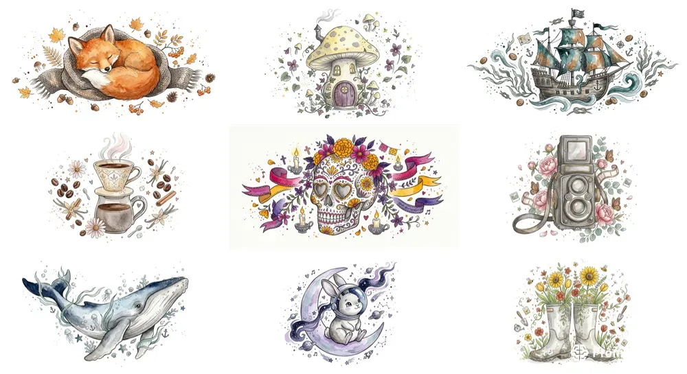Premium Watercolor Sticker Designs
