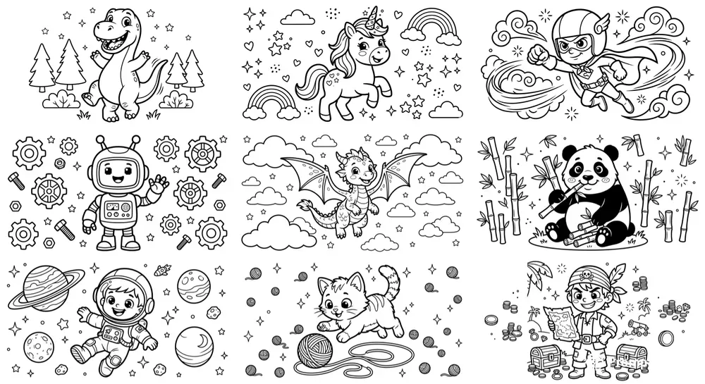 Cartoon Coloring Page Generator Kids