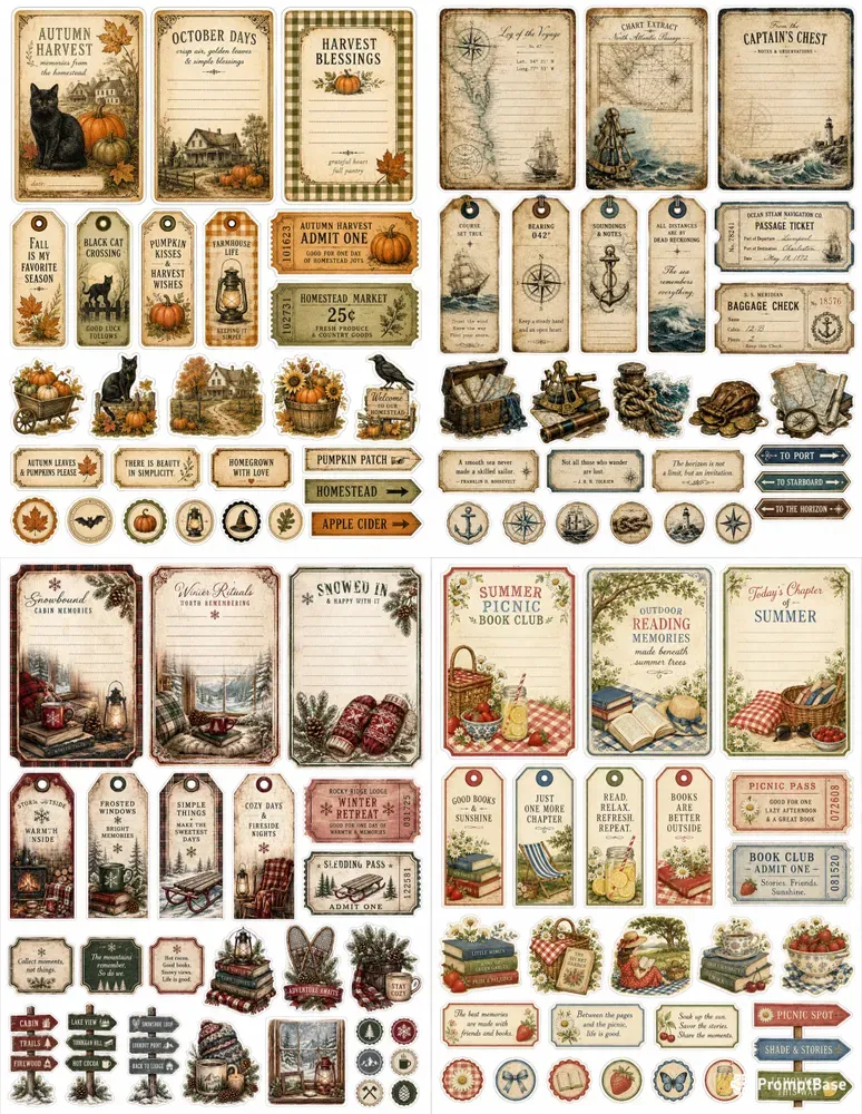 Printable Junk Journal Ephemera Sheets