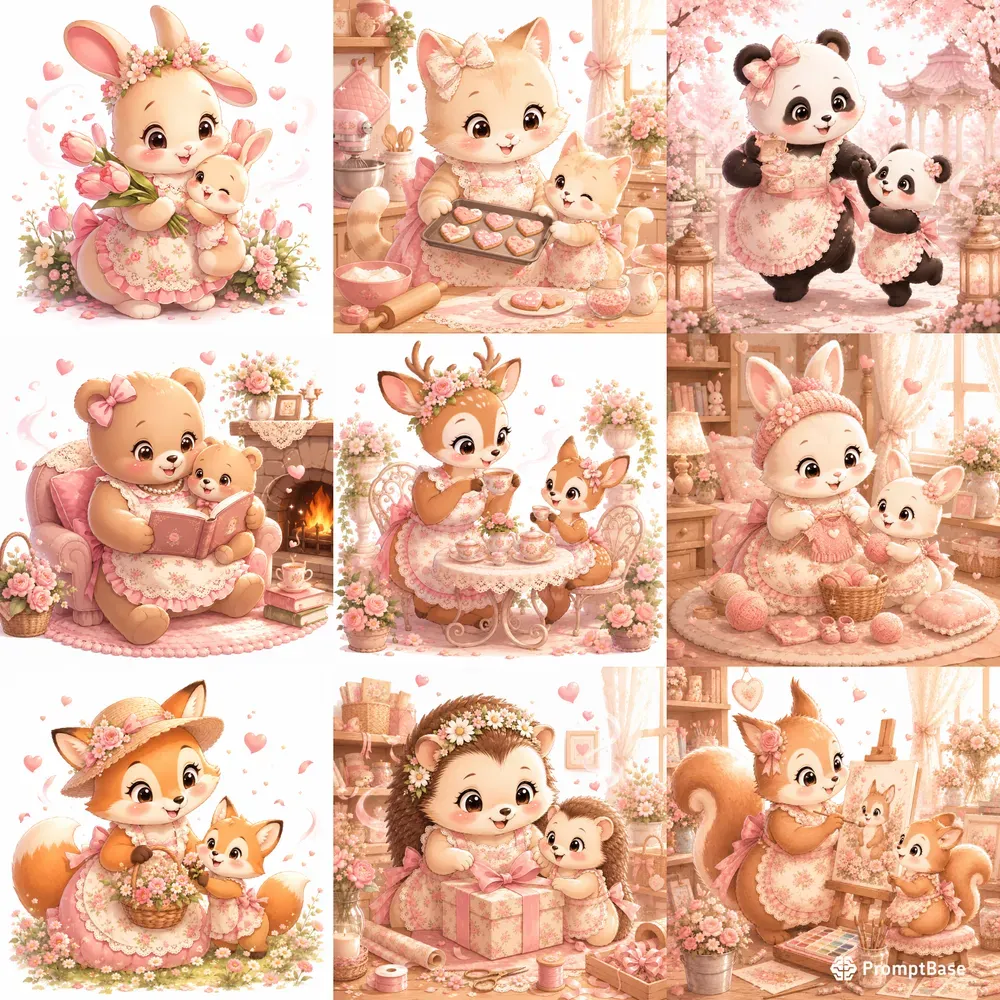 Whimsical Mothers Day Animals