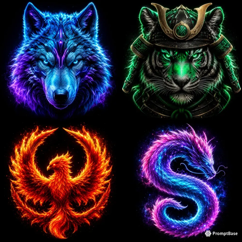 Furry Neon Mascot Lettermark Logos