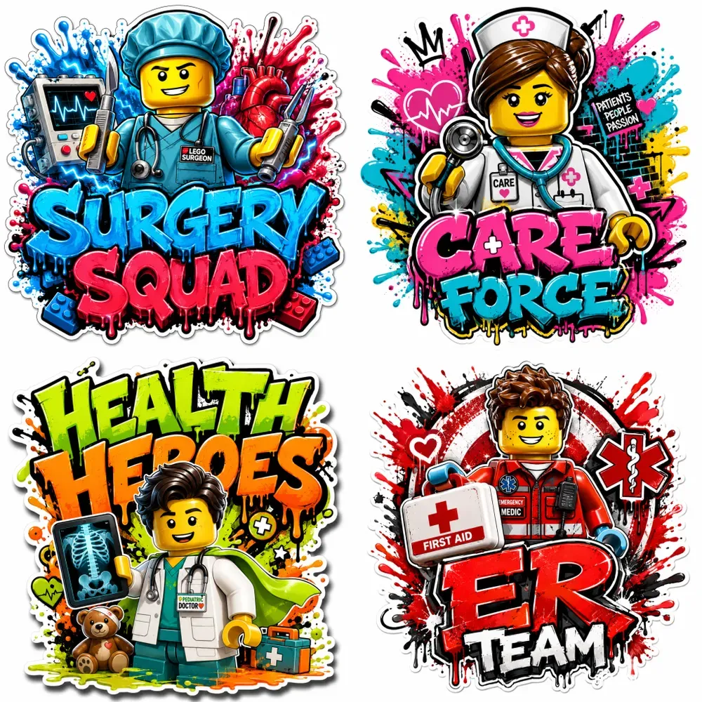 Lego Hospital Crew Graffiti Sticker Art
