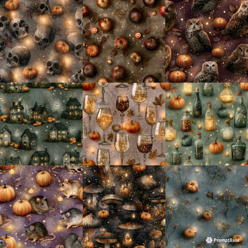 Dark Magical Autumn Seamless Pattern Gens