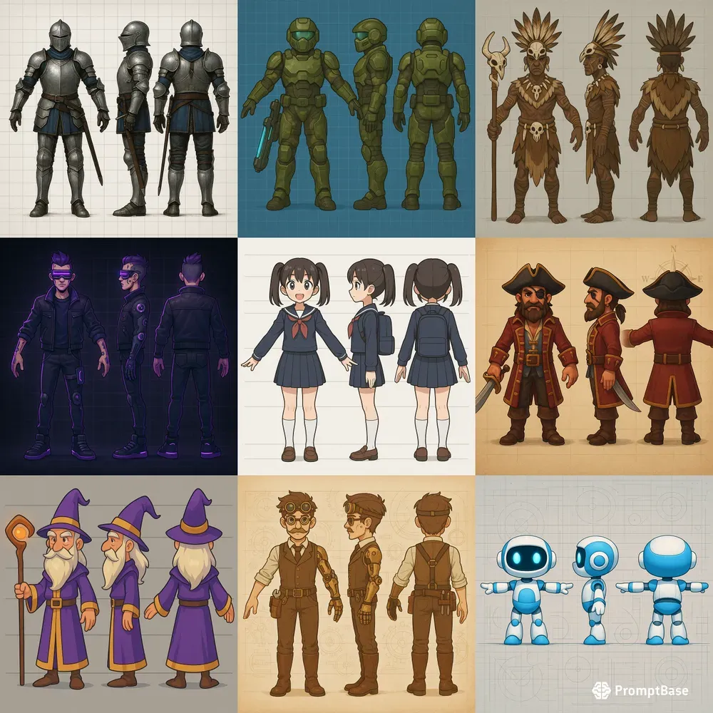 Orthographic Character Reference Sheets