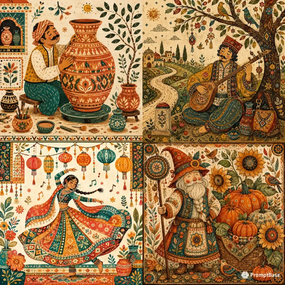 Colorful Folk Textile Stories