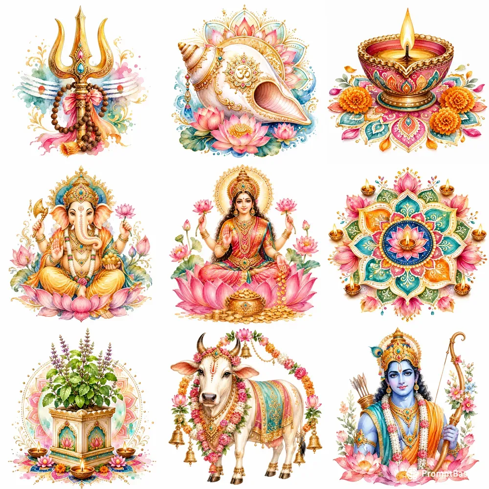 Hindu Deities And Religious Symbols Clipart