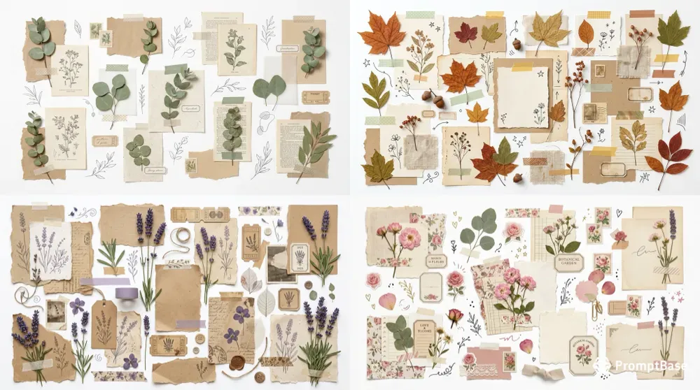 Botanical Scrapbook Collage Kits