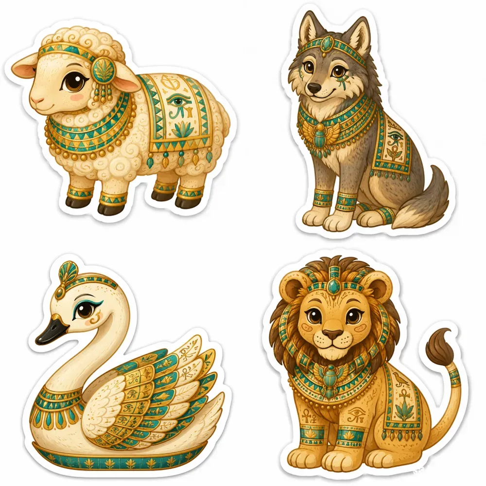 Cute Egyptian Animal Sticker Cliparts