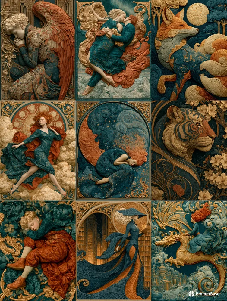 Ornate Tapestry Mixed Media Art